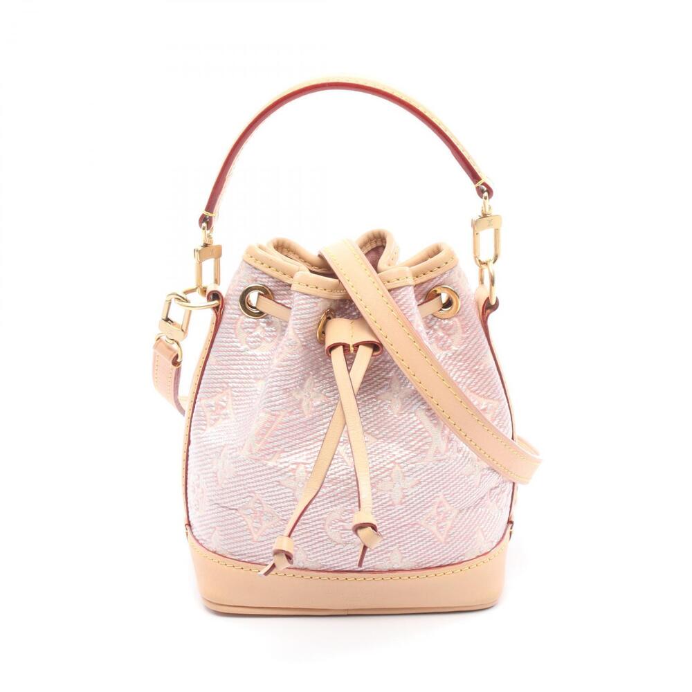 Louis Vuitton Noe Monogram Laminated Handbag Leather Jacquard Pink Brown